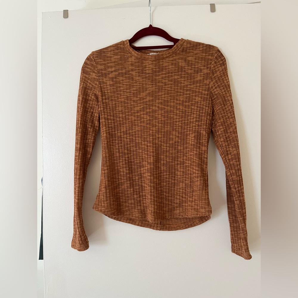Free People Brown Textured Long Sleeve undershirt
